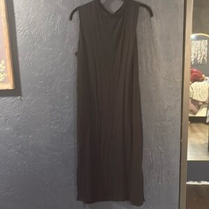 Black sleeveless sweater material dress.